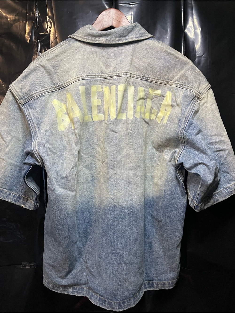 Balenciaga Light Denim Short-Sleeve Oversized Jacket Size Large